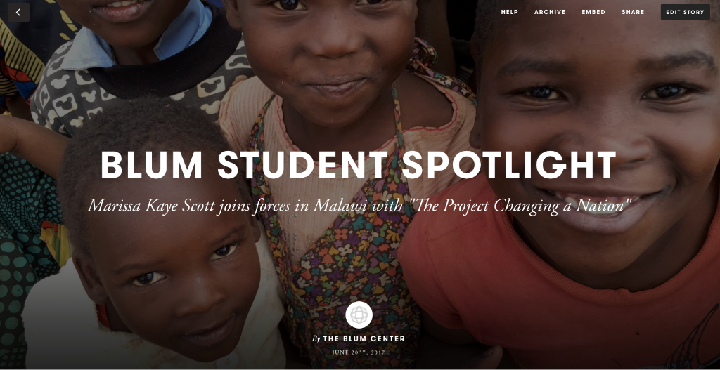 Blum Student and the Project Changing a Nation